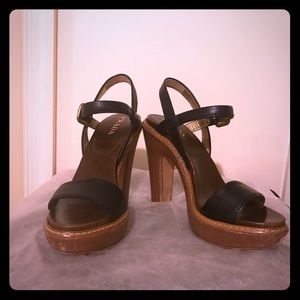 Prada Black Leather Platform Sandal 38 1/2
